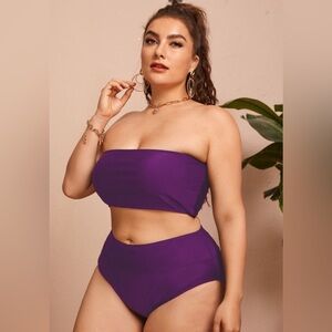 Plus Size Bandeau High Waisted Bikini Set